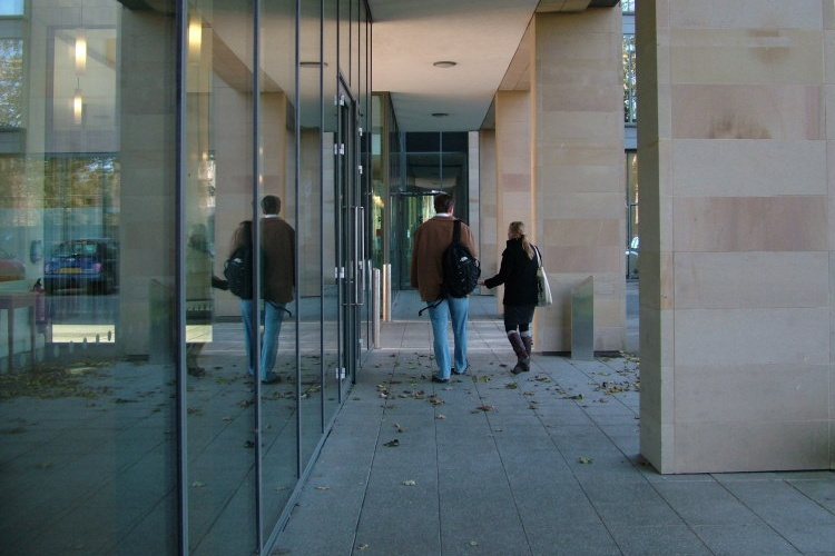 Students entering the Arts building