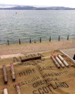 Sugar sacks on the shore in Greenock