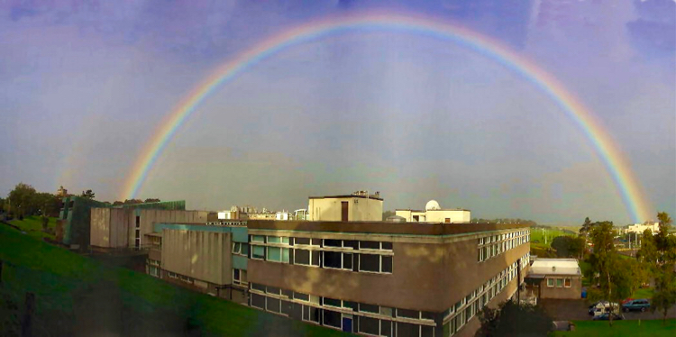 Double rainbow over the Physics and Astronomy building.