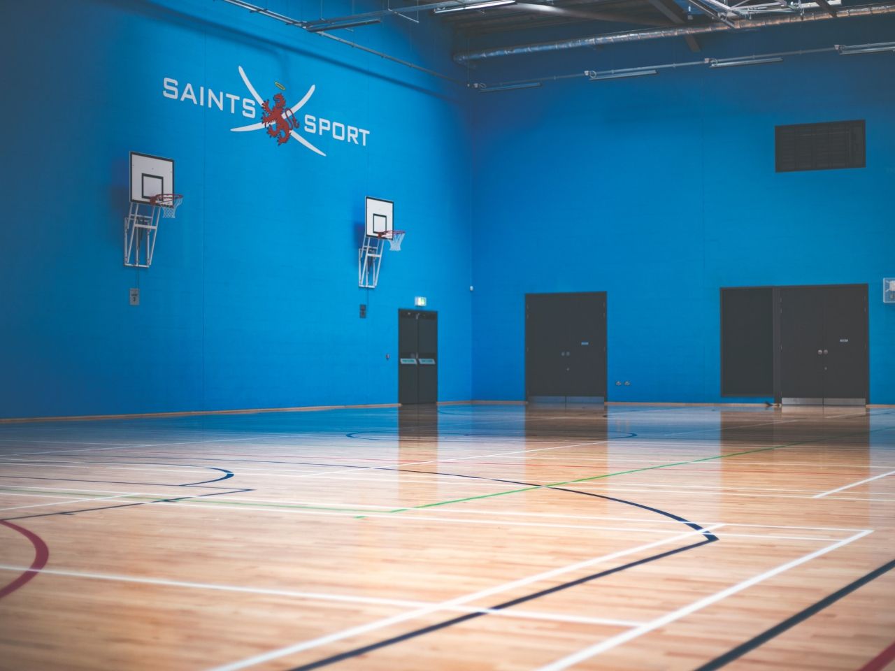The eight-court sports arena has seating for 400 people.