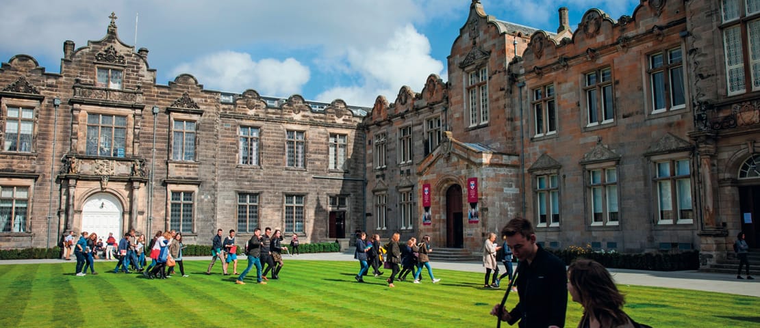 Students walking through St Salvator's Quad