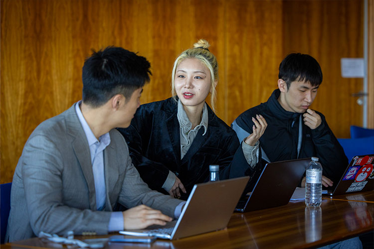 Students in a lecture participating