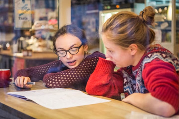 Two students working together
