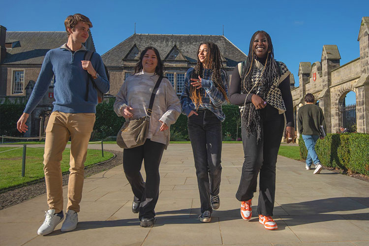 Students walking in St Salvator's Quadrangle