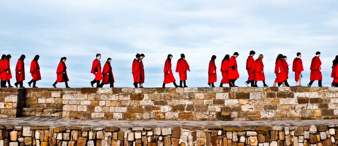 St Andrews students during a pier walk