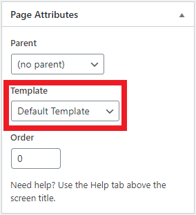 Page attributes in WordPress